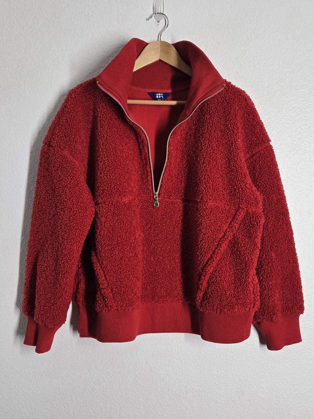 JoyLab Red Teddy Sherpa Half-Zip Jacket XXL